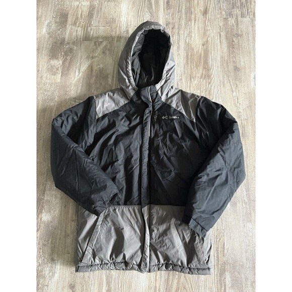 Columbia Lightning Lift Insulated Hood Zip Jacket SB5022 Black Gray Boy Medium - Picture 1 of 6